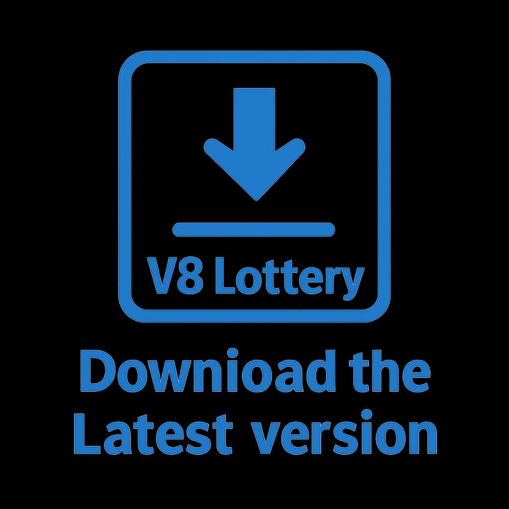 A badge indicating V3 Lottery app download guidance.