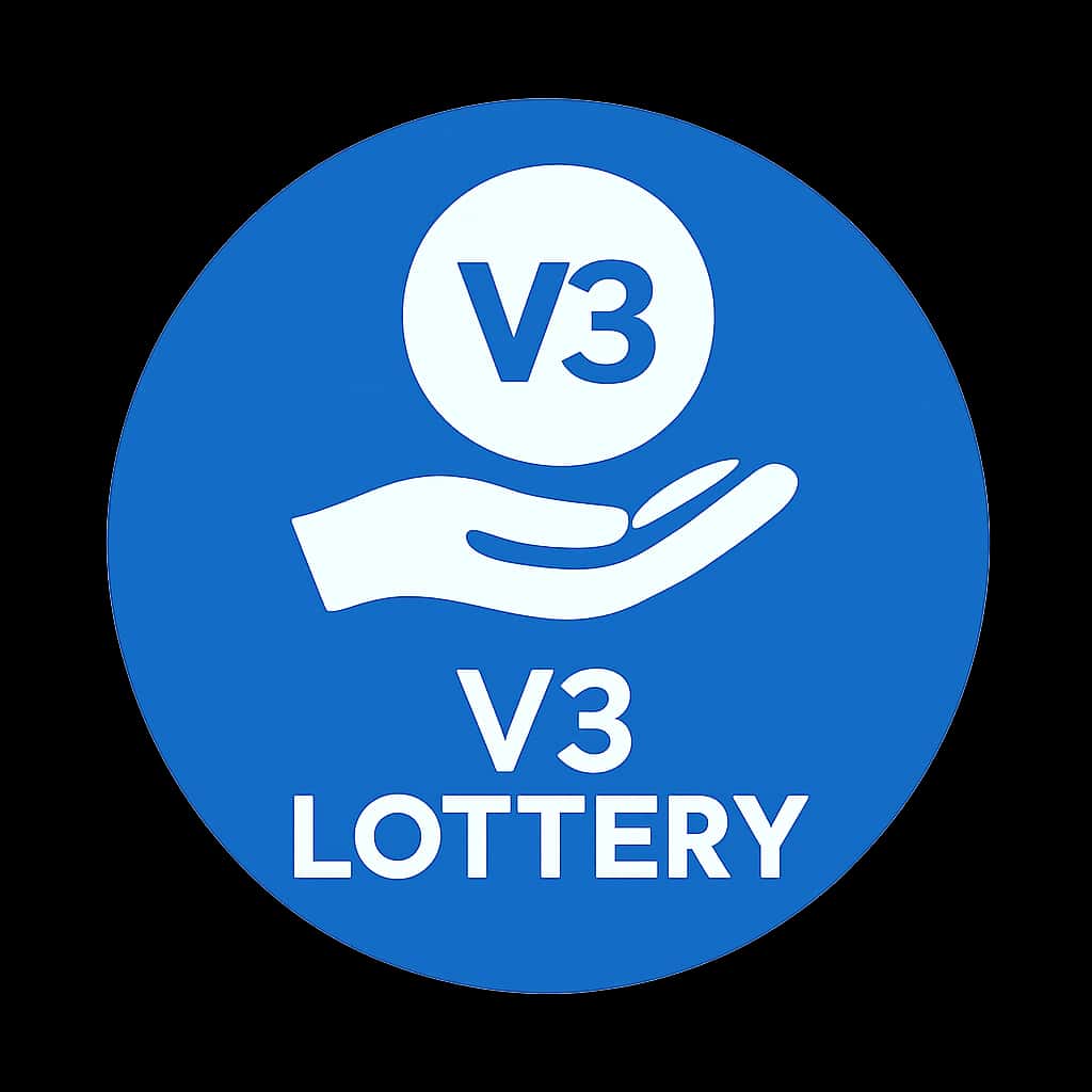 A badge illustrating the V3 Lottery as a guide.