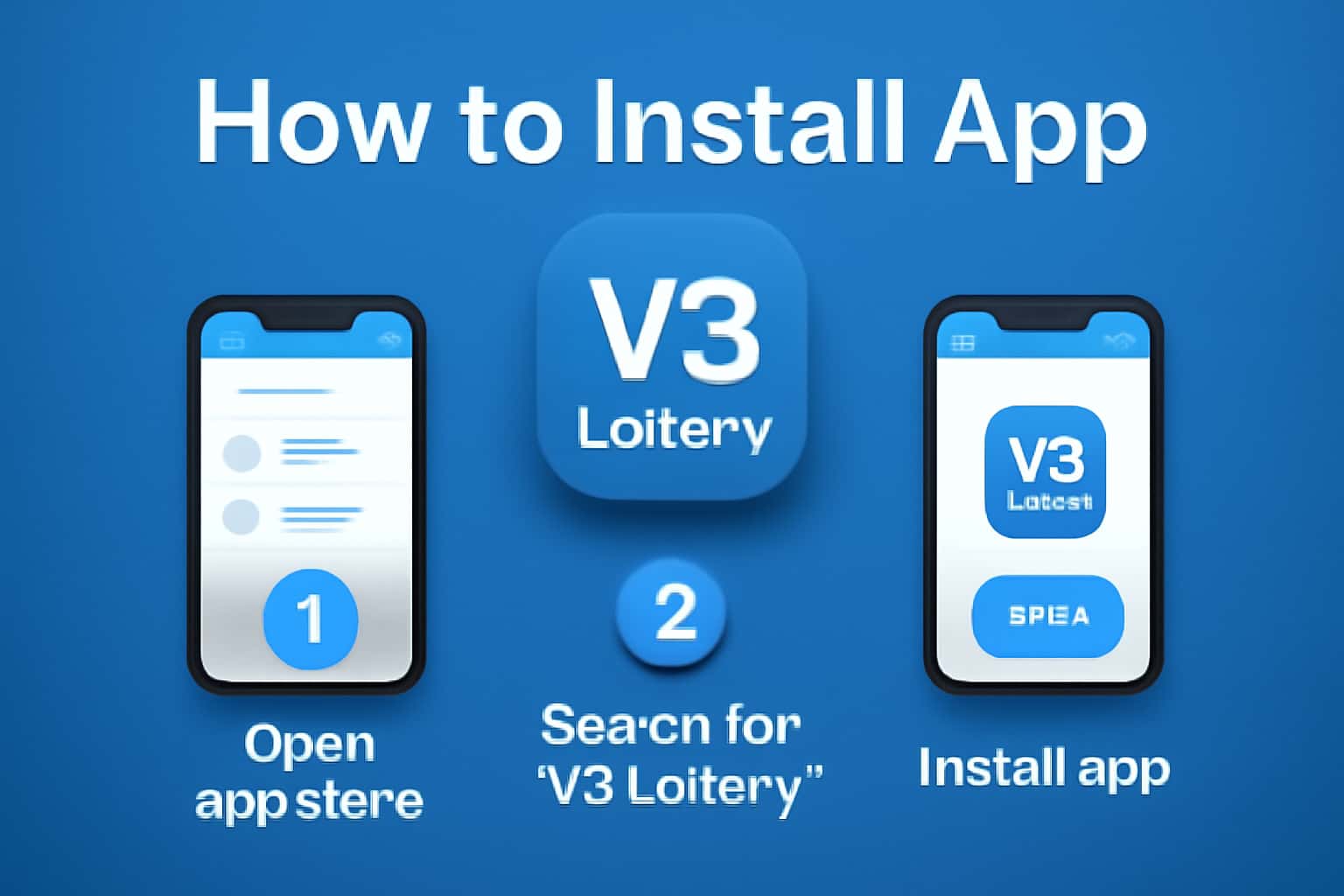 A visual guide for installing V3 Lottery App with clear text.