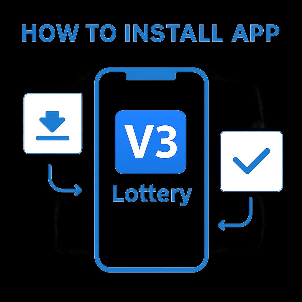 Diagram illustrating installation steps for V3 Lottery App.