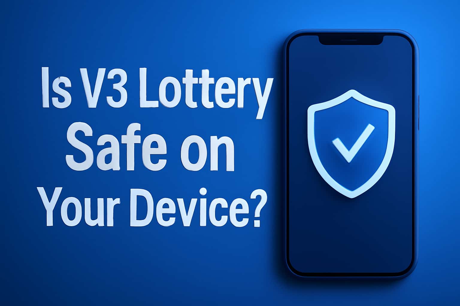 An informative illustration regarding the safety of the V3 Lottery app on devices.