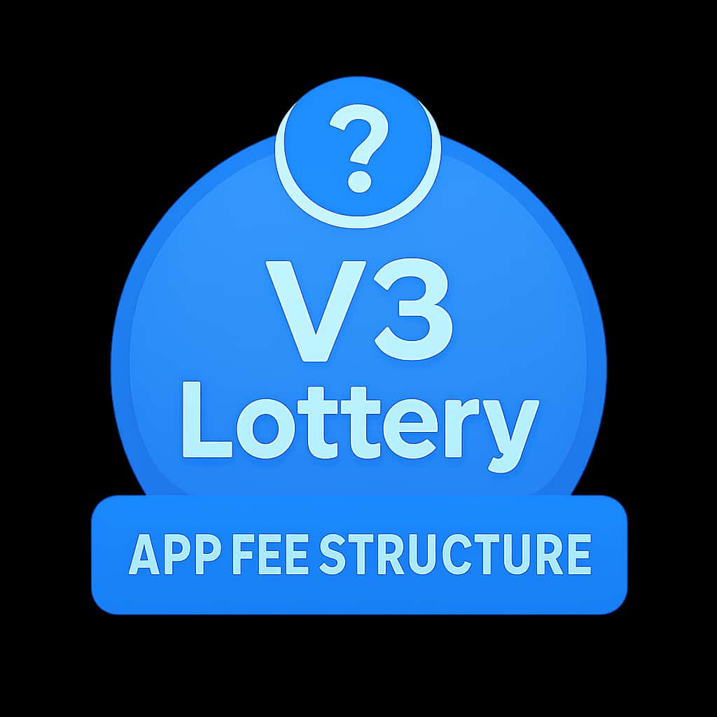 A badge representing V3 Lottery App Fee Structure.