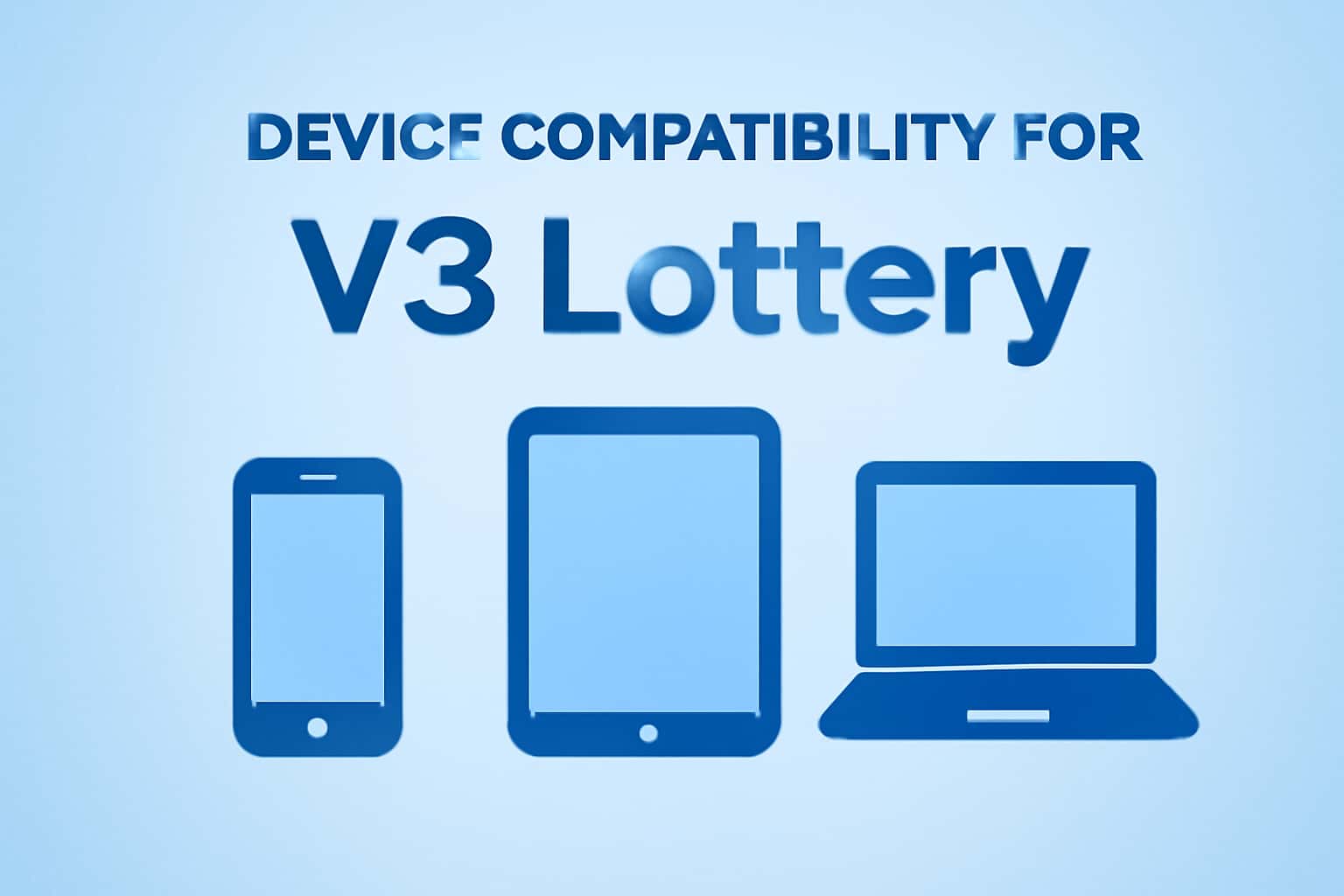 An informative scene illustrating device compatibility for the V3 Lottery app.