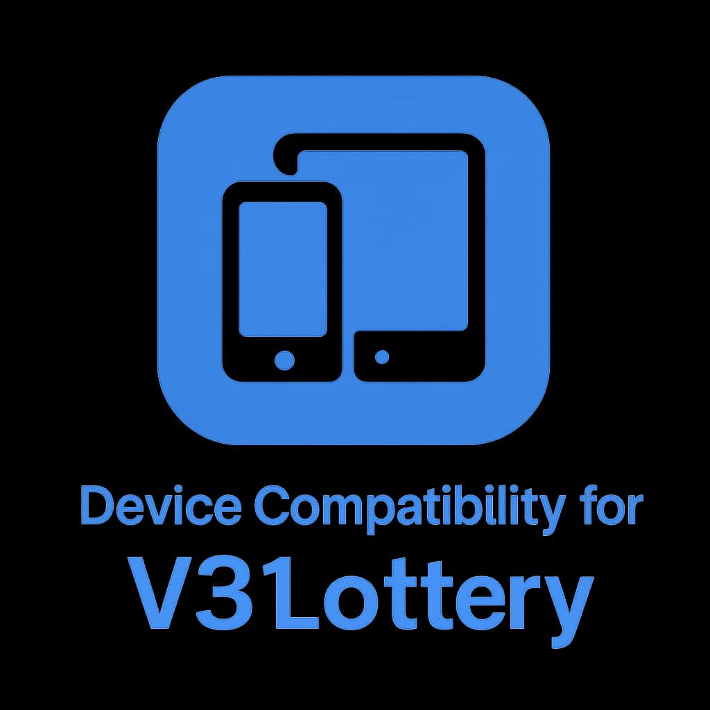 A minimal badge representing compatibility for the V3 Lottery app.