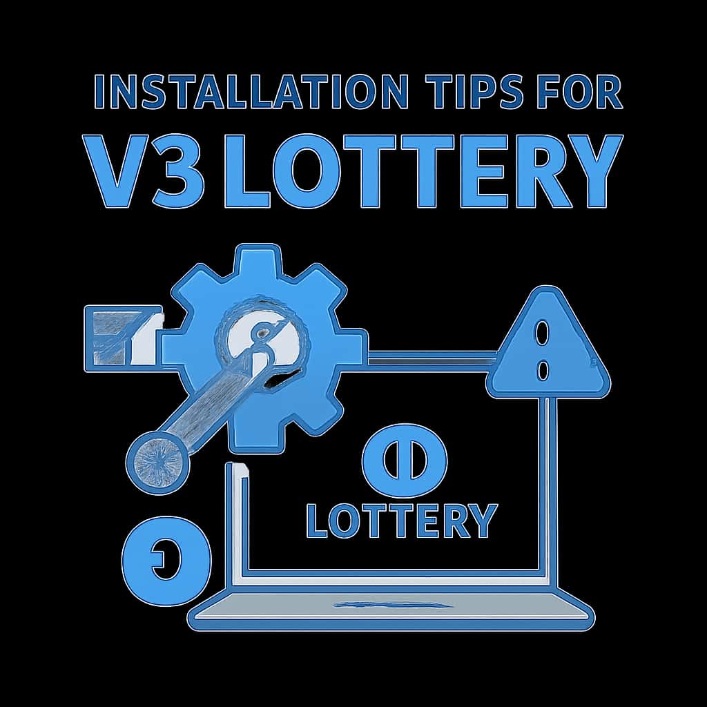 An educational diagram showing steps for installing the V3 Lottery app.