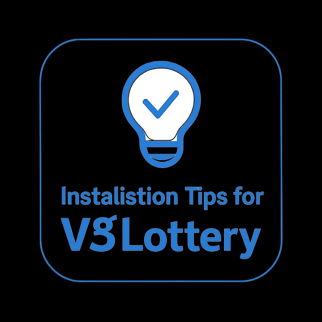 A badge depicting installation tips for the V3 Lottery app.