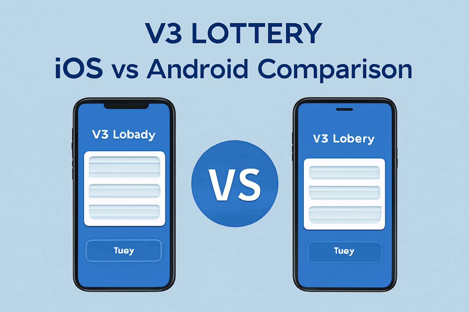 An illustration showing the comparison of V3 Lottery on iOS and Android platforms.