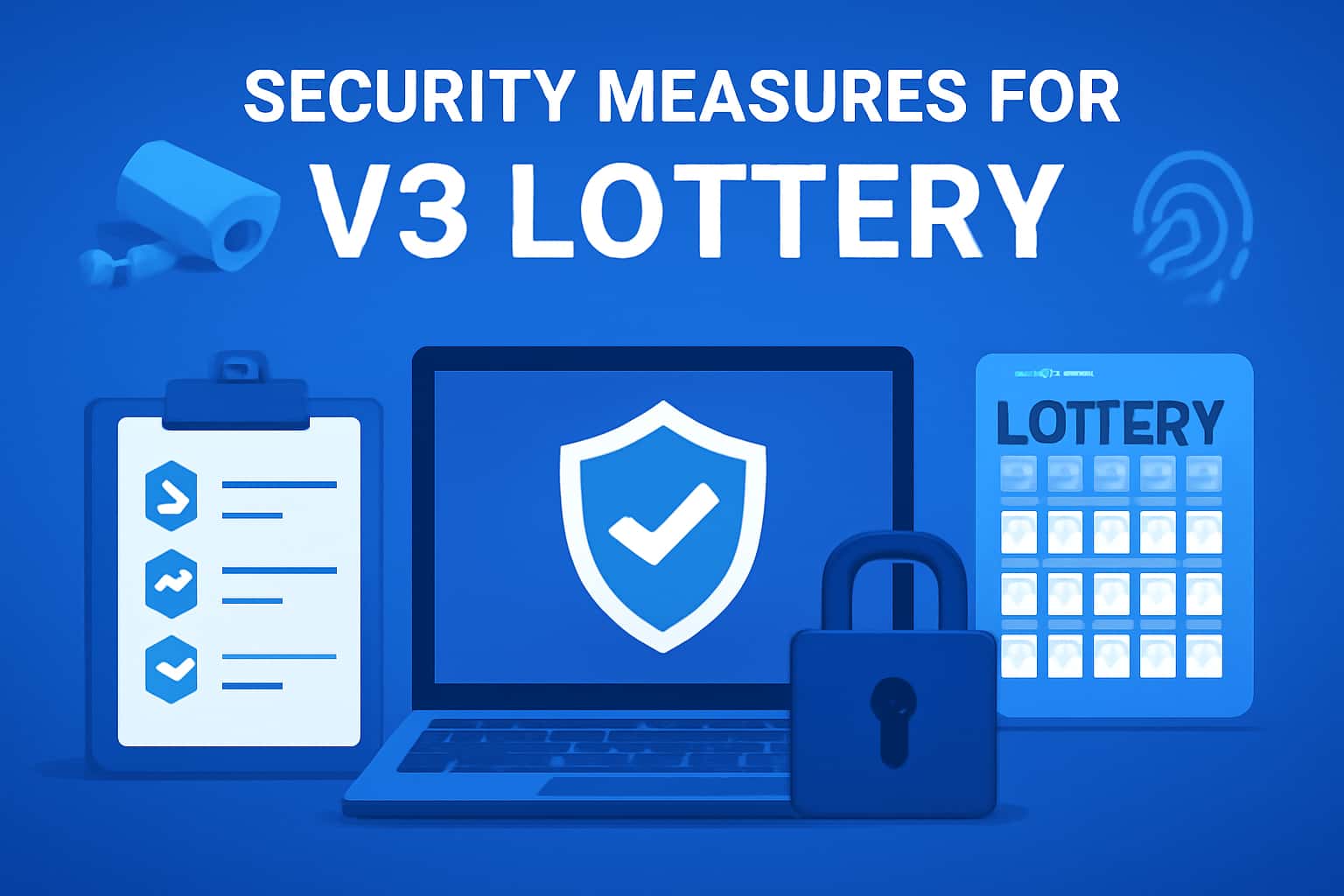 Informational graphic illustrating security measures for V3 Lottery.