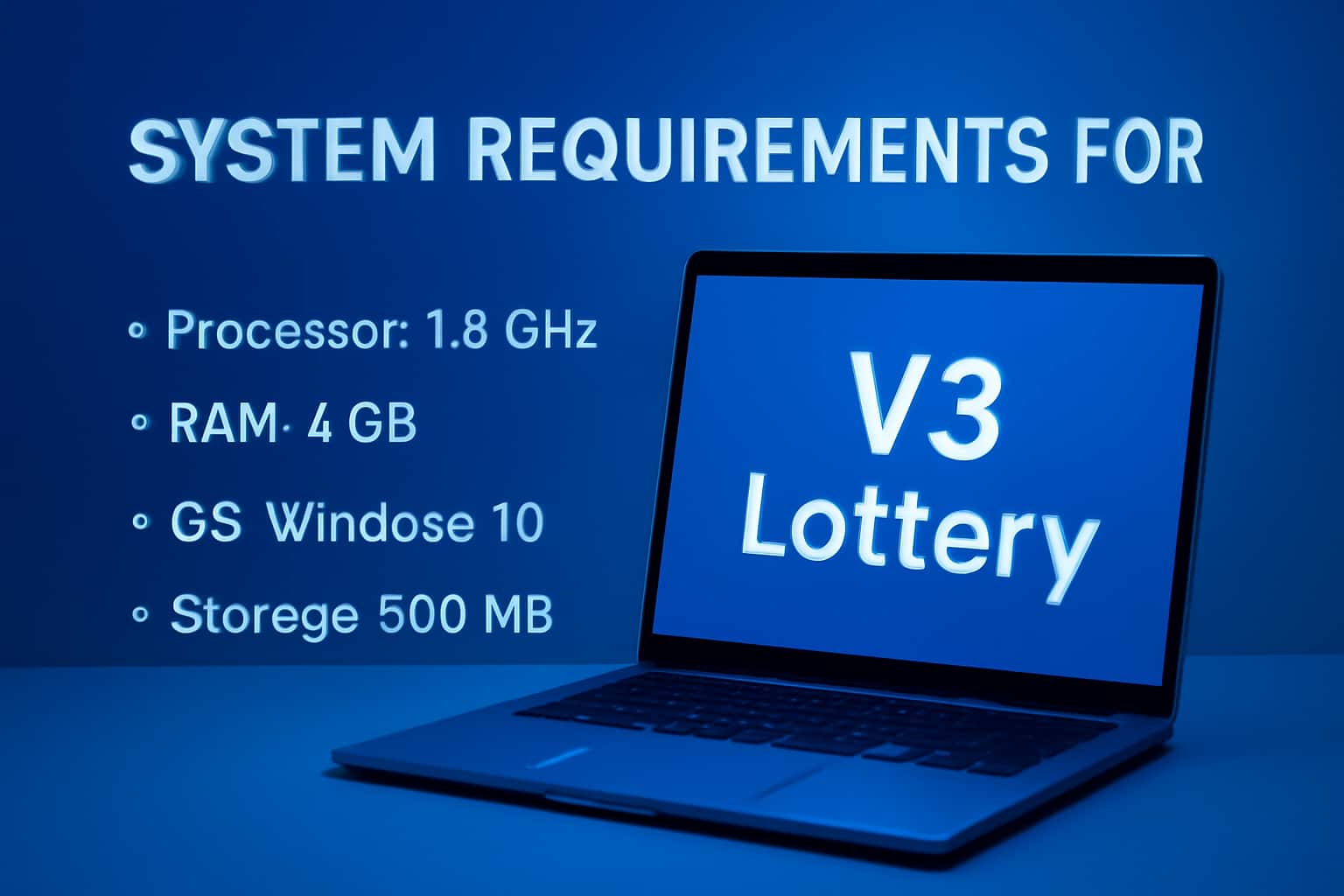 Informational scene depicting system requirements for V3 Lottery