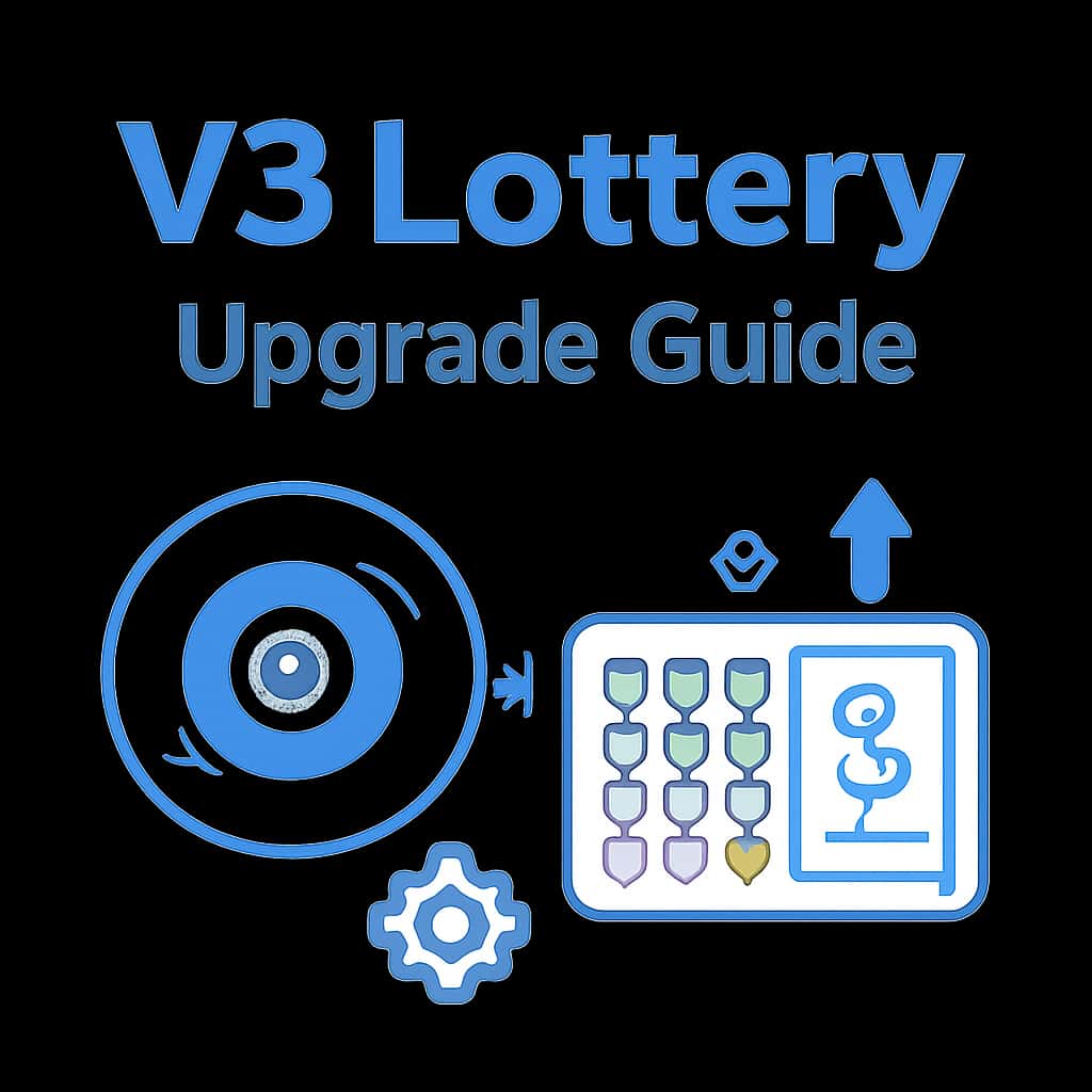 An educational diagram illustrating key aspects of the V3 Lottery Upgrade Guide.